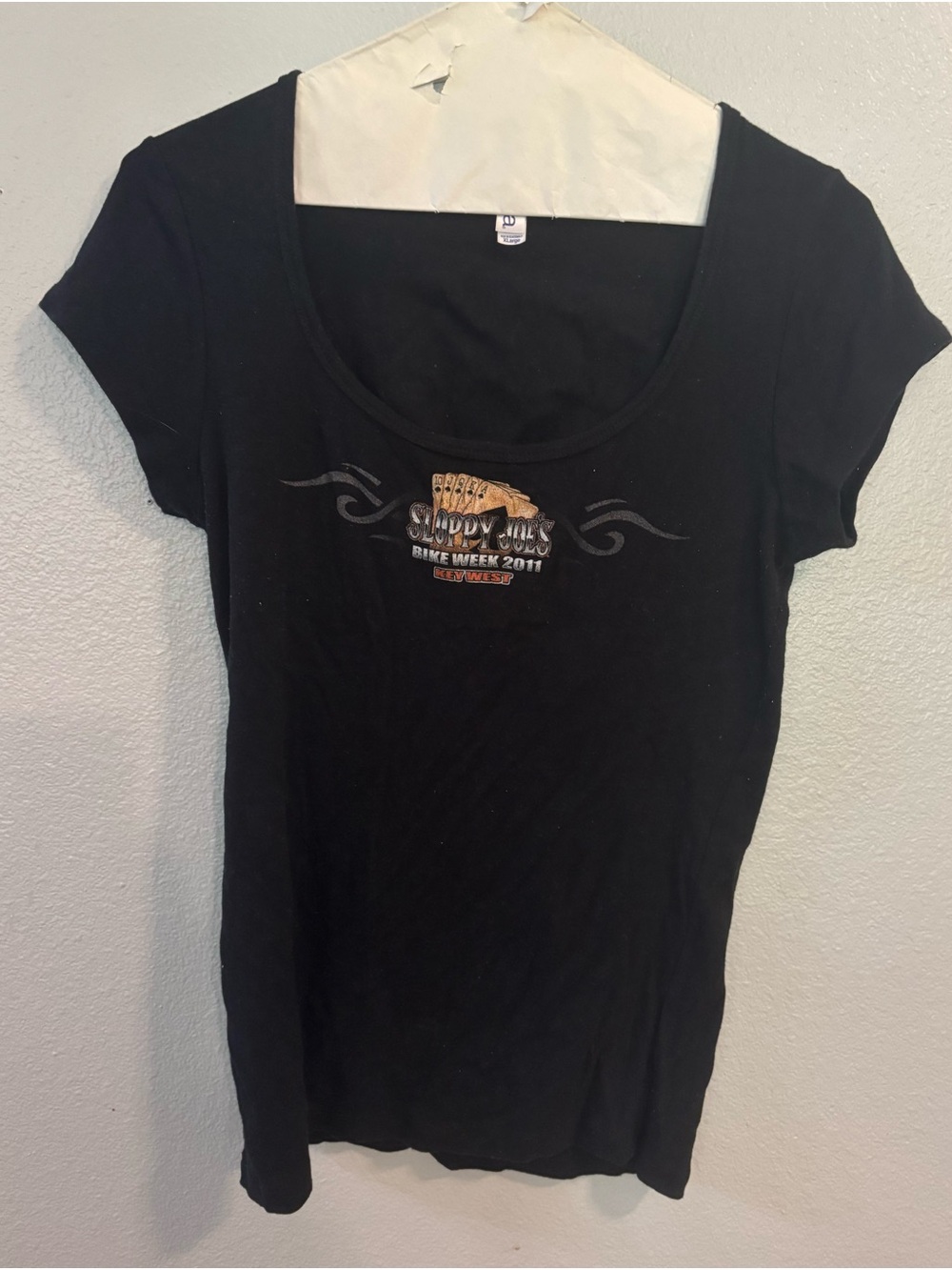Sloppy Joes Bike Week 2011 Key West Scoop Neck Shirt XL